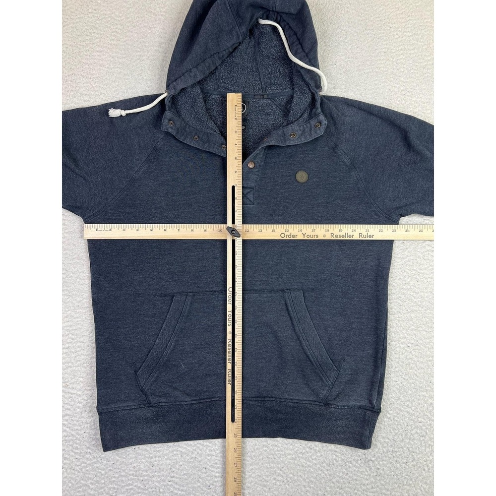 Volcom Hoodie Mens Large Blue Classic Fit Fleece Henley Pullover Sweatshirt - Picture 12 of 13